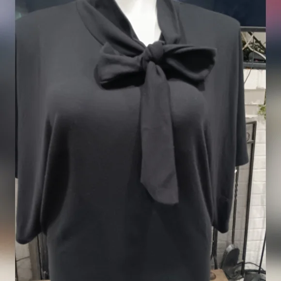 Ashley Stewart Jersey Blouse Top Oversized Kimono Sleeve Black Versatile Wear 1X - Picture 8 of 9